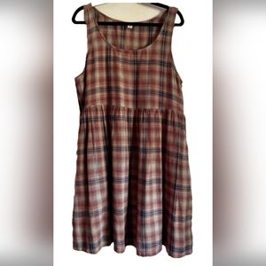 American Eagle Plaid Babydoll Mini Dress